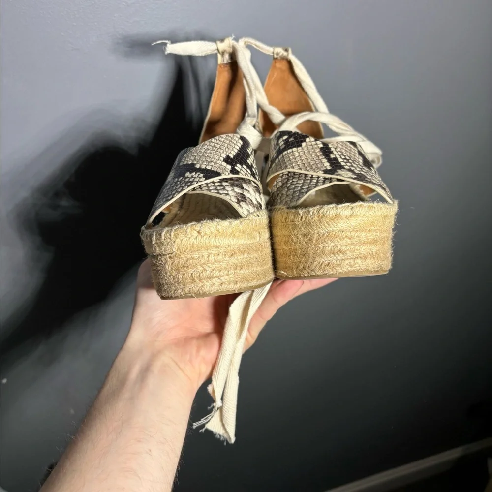 Tory Burch Selby Snake Print Espadrille Wedges Womens Size 8.5